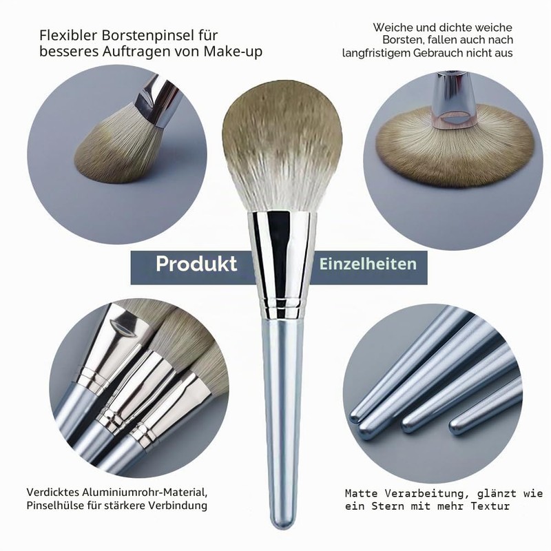 XFSRG 14-Piece Professional Make-Up Brush Set, Silver Cosmetic Brushes, Makeup