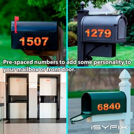 iSYFIX Reflective Orange Vinyl Numbers Stickers – 4 Inch Self Adhesive (2 Sets)- Premium Decal Die Cut and Pre-Spaced for Mailbox, Signs, Window, Door, Cars, Address Numbers, Indoor or Outdoor