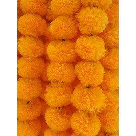 eSplanade Artificial Marigold Garlands for Home Decoration Pack of 5 Strands, Saffron Color, 4 to 45 Feet Length