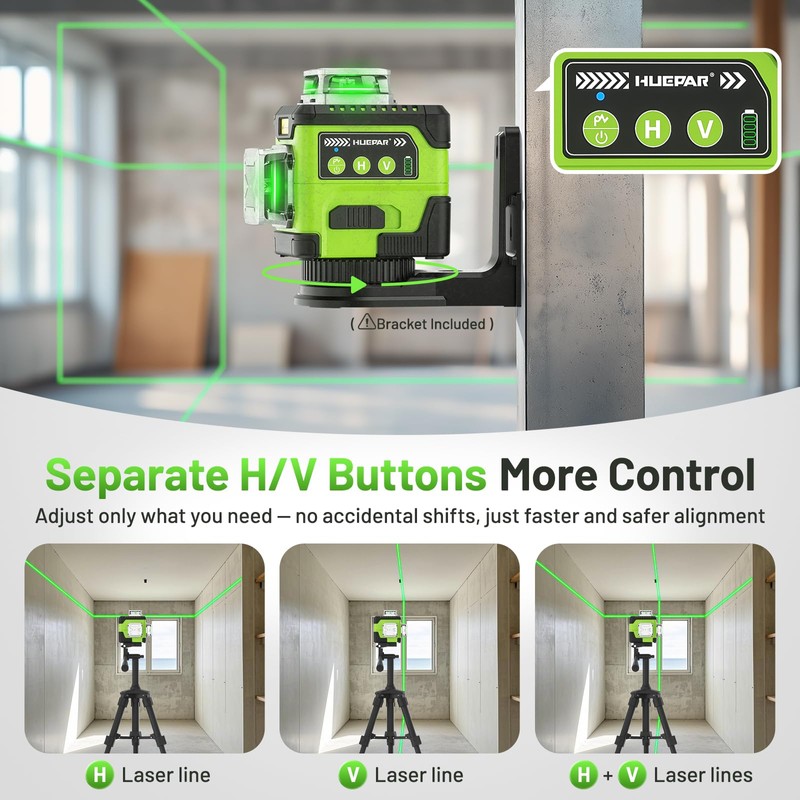 HUEPAR Laser Level 360 Self Leveling with LCD Screen, 3