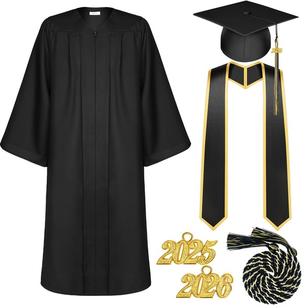 Tigeen Unisex Adult Graduation Gown Cap Tassel Set Matte Uniforms