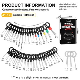 WEILAOK Terminal Removal Tool, Terminal Ejector Kit, Pin Removal Tool, Automotive Tools for Most Automotive Connection Terminals Wiring Crimping Terminal Extraction Pulling, Repair Disassembly, 41 PCS