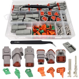 Twippo Deutsch Connector Kit 18 Sets, 2/3/4 Pin DT Connector Kit, Automotive Electrical Waterproof Wire Connectors, Electrical Connectors Kit with 16# Stamped Contacts for Car RV Truck Wiring 22-16AWG