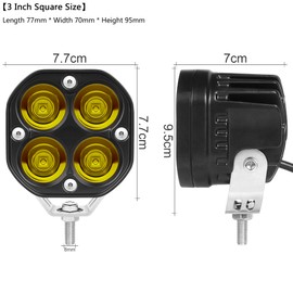 SUFEMOTEC Yellow Led Pods Lights 3Inch 40W Led Driving Off Road Lighting 12V 24V Spot Cube Light Bar for 4WD Pickup Trucks Boat ATV UTV SUV Motorcycle Golf Tractor Amber Fog Light (Pack of 2)