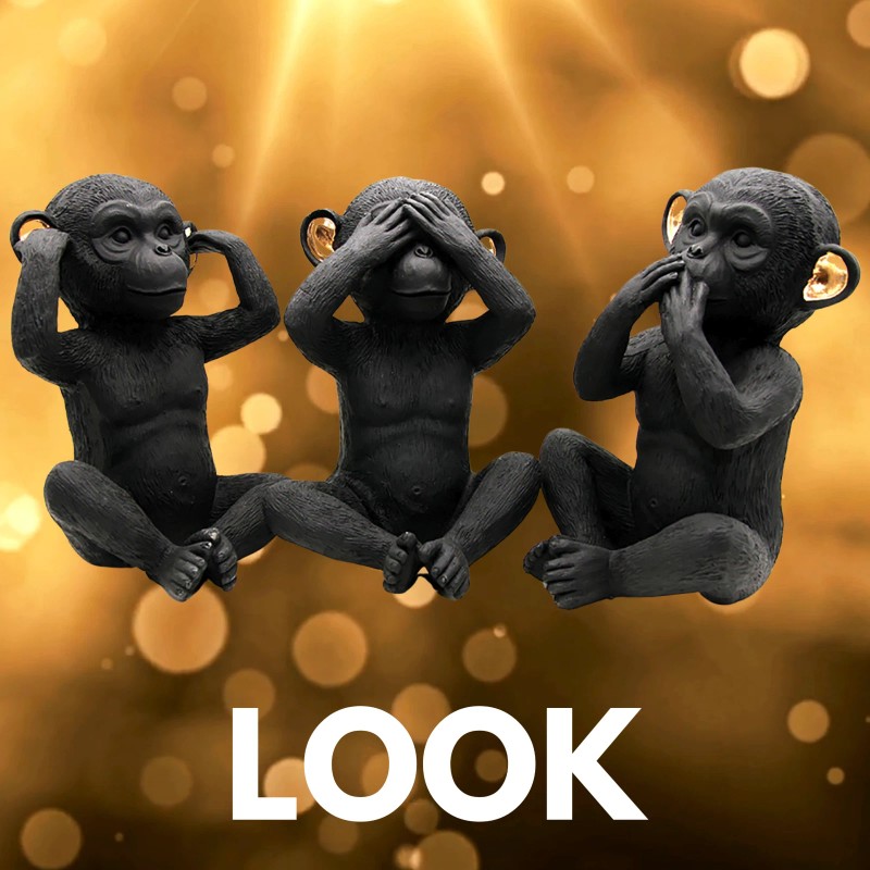 Evideco 3 Wise Monkeys Speak Hear See No Evil Statuettes