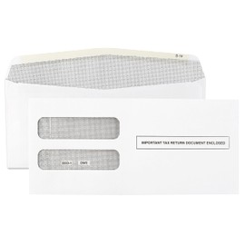 W2 Tax Envelopes for 3-Up Horizontal, Double Window Gum-Seal Security Envelope, W-2 with the Side Stub RemovedTax Forms Pack of 25 Envelopes