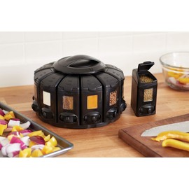 Kitchen Art Select-A-Spice Auto-Measure Pro Carousel 12 Compartments Spice Rack, Black 9.5 x 9.5 x 6.5 inches