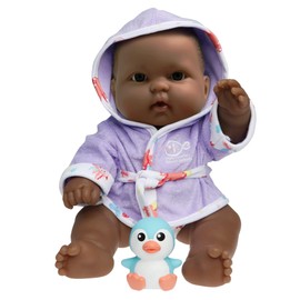 JC Toys Bath Time Gift Set Featuring Adorable African American Lots to Love Babies 14" All Vinyl Washable Dolls Dressed in Hooded Bathrobe and Diaper, Includes Pacifier and Bath Friend