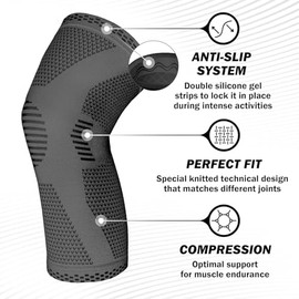 POWERLIX POWERLIX Knee Support for Women/Men, Knee Brace Compression Sleeve Support for Arthritis, Joint Pain, Ligament Injury, Meniscus Tear, ACL, MCL, Tendonitis, Running, Squats, Sports, Gray, Small