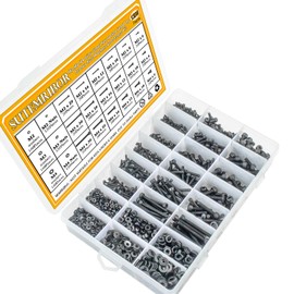 M2 M3 M4 Alloy Steel Screws Nuts and Washers 1200PCS, Sutemribor Hex Socket Head Cap Bolts Screws Nuts Washers Assortment Kit with Hex Wrenches