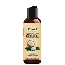 Raslok Fractionated Coconut Oil – 100% Pure & Lightweight | Non-Greasy Carrier Oil for Hair, Skin, Body & Massage | Hexane-Free | 200ml / 6.76 fl oz