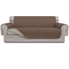 Easy-Going Reversible Couch Cover for 3 Cushion Couch Sofa Cover for Dogs Water Resistant Furniture Protector Cover with Foam Sticks Elastic Straps for Pet Cat (Sofa, Brown/Beige)