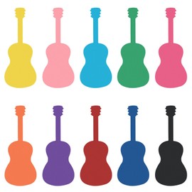 MixTeach 200 pcs Guitar Cutouts Paper Guitar Shape Accents Assorted Color Guitar Die Cuts Music Classroom Decorations with Glue Point for School Bulletin Board Locker Craft Projects Party Wall Decor