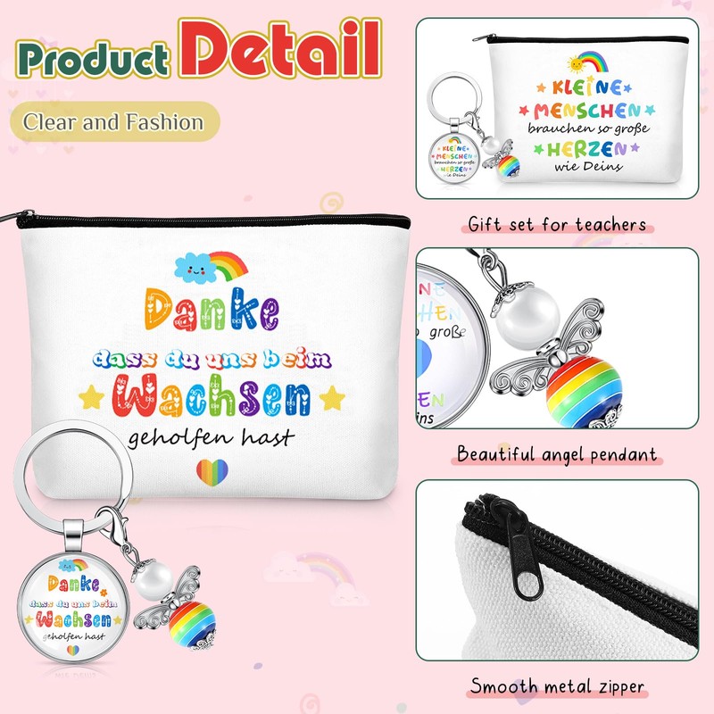 Perthlin 12 Stück Dankeschön Geschenke für Erzieherin 6 Schutzengel Schlüsselanhänger