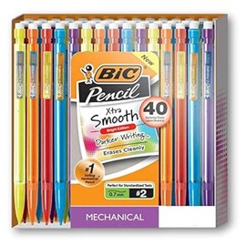 BIC Xtra Smooth Bright Edition Mechanical Pencils (Dark Colours, Erases Clean) (Pack of 40)