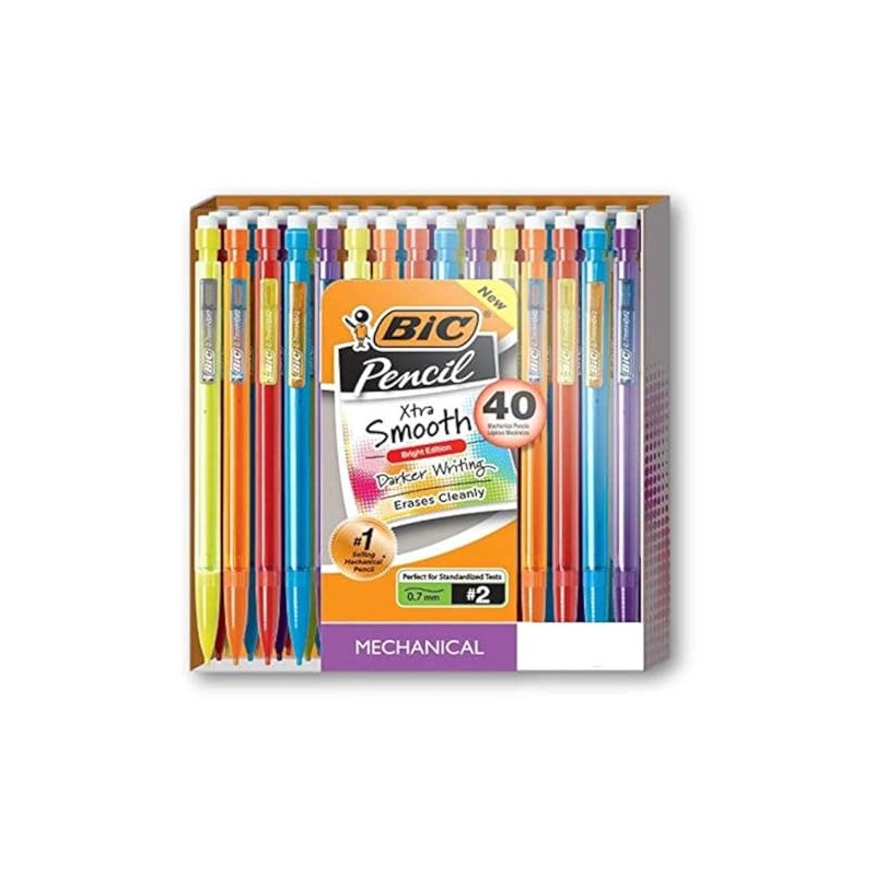 BIC Xtra Smooth Bright Edition Mechanical Pencils (Dark Colours, Erases
