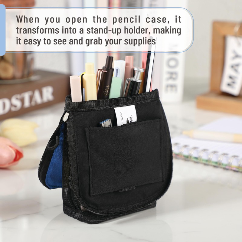 Mr. Pen- Cute Pencil Case Pouch, Sit & Lay Mesh-View