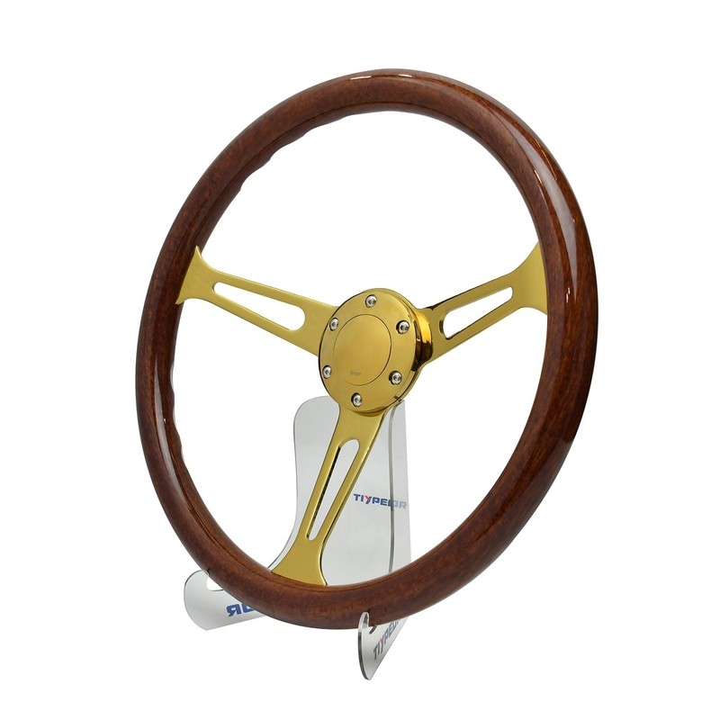 TIYPEOR 375 mm (14.8 inches) Wood Steering Wheel-Classic - ABS