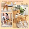 CHARMAID Vanity Stool, Bamboo Ottoman Foot Rest with Rattan Seat,