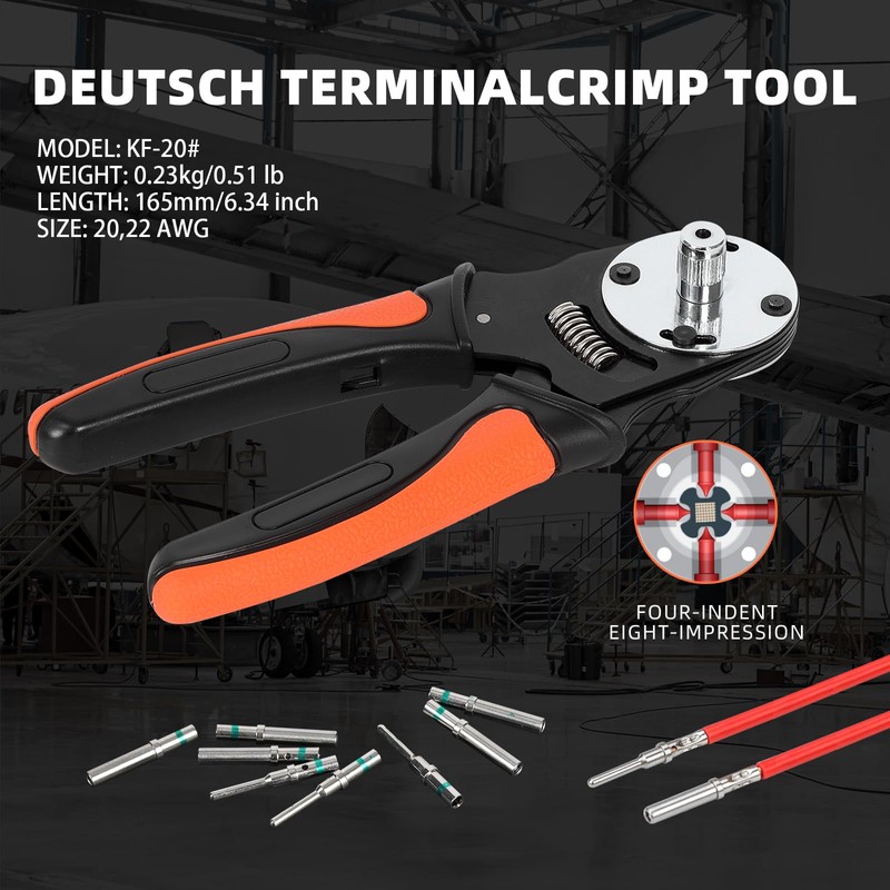 KF CPTEC Deutsch Crimper, 4-Way Indent Tool, 8-Impression Closed Barrel