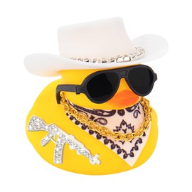 wonuu Rubber Duck Car Ornaments Duck Car Dashboard Decorations for Cool car Accessories with Diamond Cowboy Hat, White