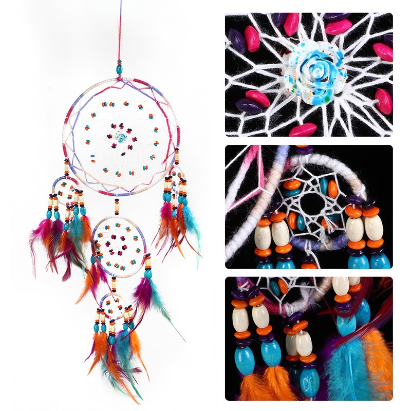 Retro Style Feather Decor Hanging Dream Catcher Wind Chimes Home