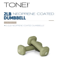 Tone Fitness 2 lb Neoprene Dumbbell Pair for Home Workouts – Non-Slip Design - Green