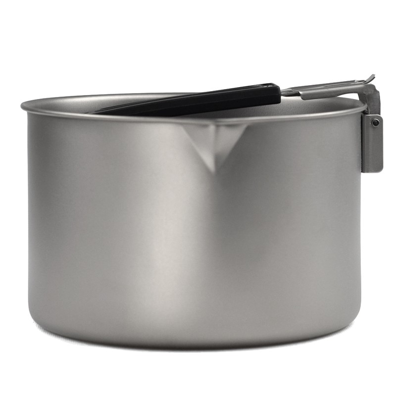 [通拓商品]2000ml / 2800ml Camping Titanium Pot with Foldable Handle Outdoor