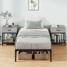 Alkmaar Twin Size Bed Frame, 14 Inch Black Metal Twin Bed Frame, No Box Spring Needed, Noise Free, Twin Size Platform Bed Frame