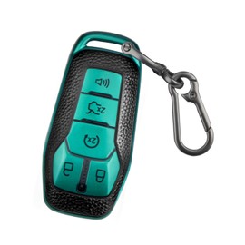 QBUC for Ford Key Fob Cover with Keychain,Key Shell Compatible with Ford Explorer F150 Lincoln MKC MKX MKZ Fusion Mustang Edge Remote Key Vehicle Accessories (Green, Series 1)