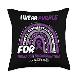 Hidradenitis Suppurativa Awareness Tees Hidradenitis Suppurativa Awareness Month Purple Ribbon Throw Pillow, 18x18, Multicolor