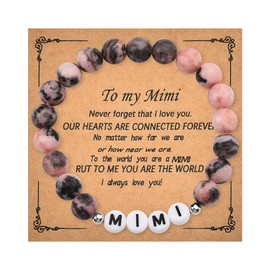 Mimi Christmas Birthday Gifts for Women Grandma Grandmother Mimi Beaded Bracelet Gift for Nana Granny Natural Stone Bracelets for Mimi Grandma Long Distance Relationship Gift for Grandmother