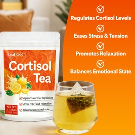 Leafroot Natural Cortisol Reducing Drink Tea for Men and Women Mental Clarity, Healthy Cortisol Levels Loose Leaf Tea with Ashwagandha, Stress & Mood Swing Reducer, Sleep Time Relaxation Teabags