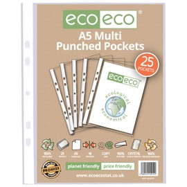 eco-eco A5 100% Recycled Bag 25 Multi Punched Pockets