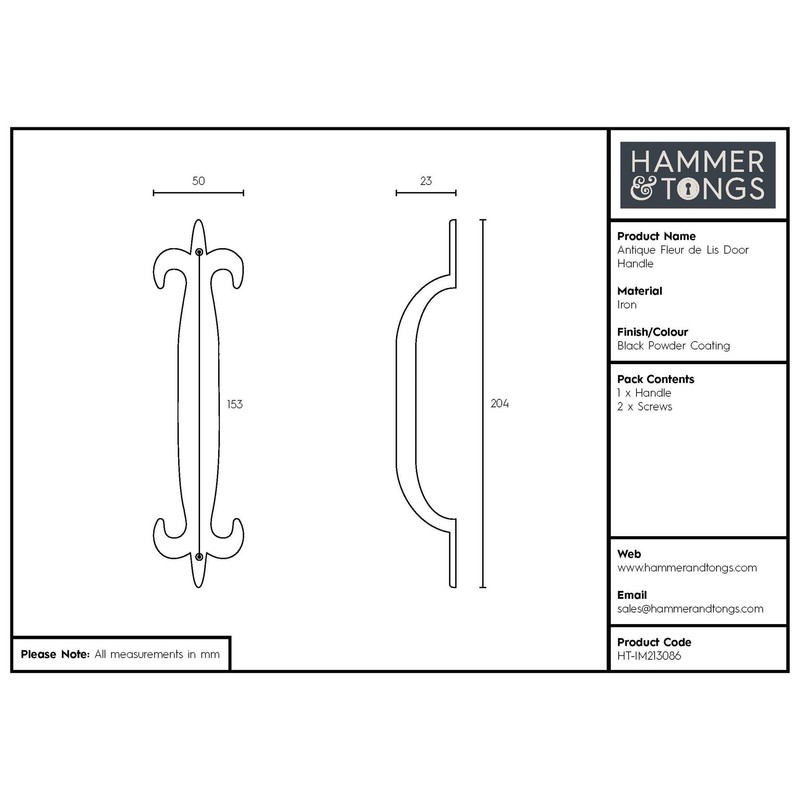 Hammer and Tongs - Antique Fleur De Lis Door Handle