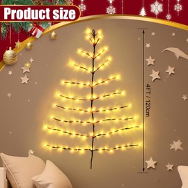 Geetery 2 Pack 4 ft Lighted Wall Tree, Willow Vine Lights with Remote, 108 LED Warm White Christmas Tree Lights DIY Vines for Home Bedroom Living Room Wall Fireplace Christmas Decoration