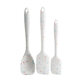 Trudeau Confetti Silicone Utensil Set – 11" Spatula, 11" Spoonula & 8" Small – Reinforced hybrid flexible silicone, BPA-free, heat resistant to 428°F, ergonomic & dishwasher safe.