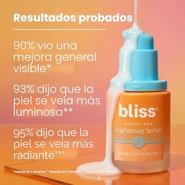 Bliss Bright Idea - Suero facial de Vitamina C & Tri-péptido, protege y ilumina la piel, reduce las manchas oscuras y reafirma visiblemente la piel, libre de crueldad y vegano, 1 onza