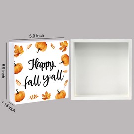 Fall Decorations for Home Fall Decor Home Room Pumpkin Leaves Table Wood Box Sign Rustic Wooden Shelf Desk Decor Season Sign House Warming Gifts 5.9 x 5.9 Inch