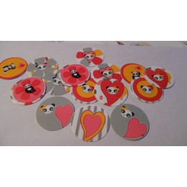 Unbranded Pre Cut One Inch Bottle Cap Image PANDA BEAR HEARTS Free Shipping - photo, 15 images