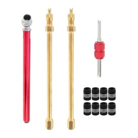 Windance 2 Pack Brass Dual Wheel Valve Stem Extenders Valve Core Removal Tool, Tire Pressure Gauge Pencil, 8 Valve Caps, Extension Rod for Car Truck Motorcycle Trailer ATV (2PCS 150mm/5.9")