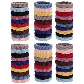 AL KASEEN Black Hair Ponytail Holder Rubber Bands Ties Soft Elastic No Damage Seamless Stretchable Non-Slip Cotton, Thick Thin, Scrunchies for School Girls, Kids, Women (Fancy Multicolor, 30)
