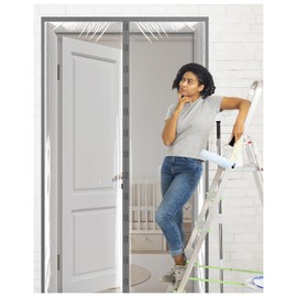 Magnetic Plastic Door Curtain for Dust Control & Room Separation,2 Pack Temporary Door Cover for Home Renovation & Construction, Reusable Dust Barrier for Remodeling, 7'2" x 3'11"