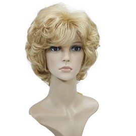 Wiginway Short Layered Shaggy Wavy Wigs Full Synthetic Bob Capless Wigs for White Women Light Butterscotch