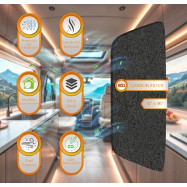 RV Premium Charcoal Activated Carbon Fiber Air Conditioner Filter - Air Duct AC Carbon Filter Replacement for RV AC Vent (2 Pack, 6" x 16")