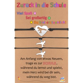 YELUWA 2/3/4/5/6 Back to School Bracelet, Gift for Mum and Me, Mother Son Dinosaur Bracelets for Mother and Son, First Day of School Gifts for Mother, Father, Son, Boys, Daughter, Girls, Stainless