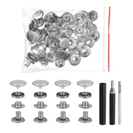 HARFINGTON 50 Set Leather Snap Fasteners Kit 15mm Metal Snap Button Press Studs Leather Rivets Snaps with 3 Setter Tools for Clothes Jackets Jeans Wears Bags, White