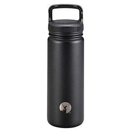 Captain Stag UE-3519 Sports Bottle, Direct Drinking, Double Stainless Steel Bottle, Vacuum Insulated, Hot or Cold Insulated, HD Carabiner Bottle, 16.9 fl oz (500 ml), Black, Product Size: Approx.