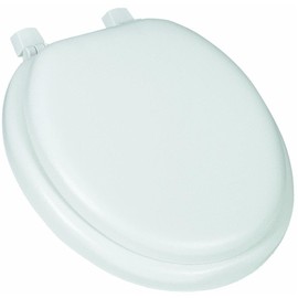 Mayfair 13-000 Soft Toilet Seat with Molded Wood Core and Easy-Clean & Change Hinges, Round, White, 13EC 000, 1 Pack Round
