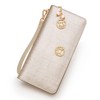 FOXLOVER Women's Long Wallet, Trifold, Cow Split Leather, Coin Purse,